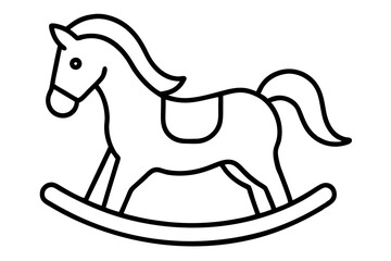 Rocking Horse Line Art Vector Illustration