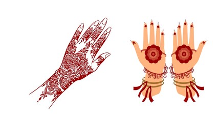 Fototapeta premium Traditional Indian henna design isolated on white background. Elegant mehndi artwork perfect for weddings, festivals, and cultural themes in design and illustration projects