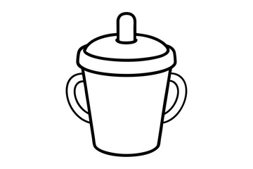 Sippy Cup Line Art Vector Illustration