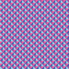 Mosaic pattern created from neon purple, pink, royal and aqua blue triangles