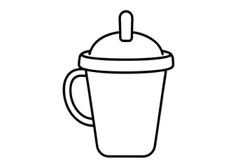 Sippy Cup Line Art Vector Illustration