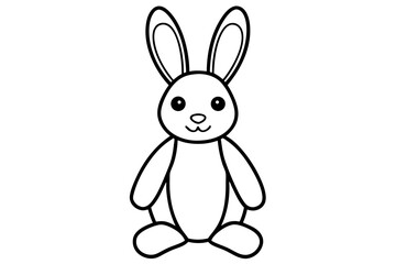 Soft Toy Bunny Line Art Vector Illustration