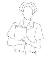 line art nurse with hat