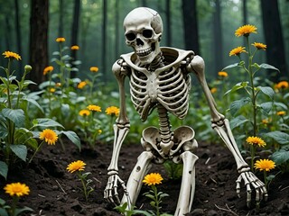 An Imaginative Scene of Flora and Bones