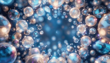 Dynamic bubble explosion underwater scene abstract visuals colorful atmosphere close-up view concept of joy and celebration