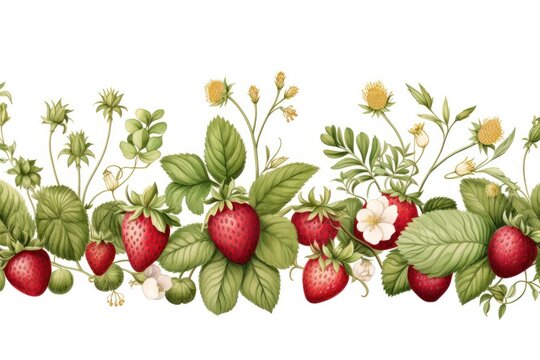 recommend clip art: Strawberry line horizontal border fruit plant food.