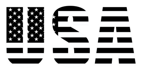 USA Flag Text Vector Illustration in black. © VectorPoint