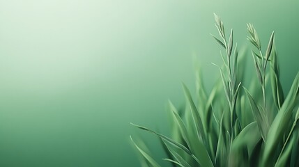 Fototapeta premium Lush Green Blades of Grass Against a Soft Green Background