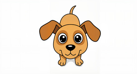 cartoon dog looking happy with big eyes on white background  