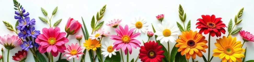 White and colorful flowers mix, colors, arrangement