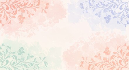 Islamic Floral Motifs Soft Hand Painted Watercolor Background