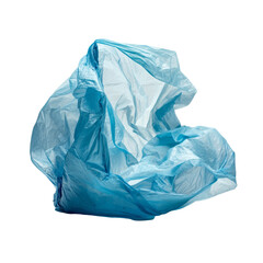 Fototapeta premium Crumpled blue plastic bag on white background. transparent background