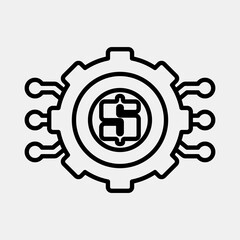 Icon cashless technology. Cashless society elements. Icon in line style.