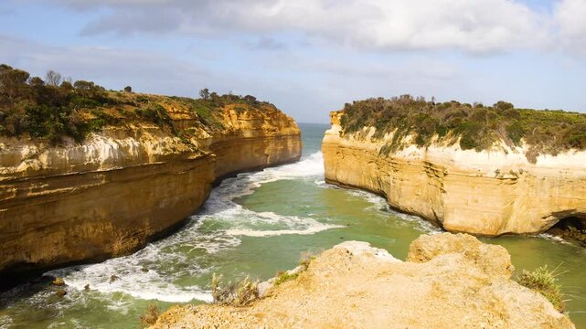 Scenic View of Loch Ard Gorge Cliffs and Ocean