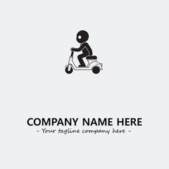 Scooter silhouette illustration black and white for logo company vector image
