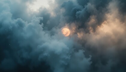 Moonlit clouds event night sky digital art atmospheric scene aerial view surreal concept for imagery