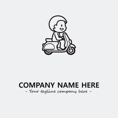 Scooter silhouette illustration black and white for logo company vector image
