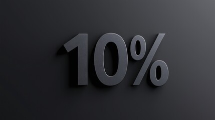 Metallic percentage sign gleaming on dark surface, highlighting 10% price discount concept