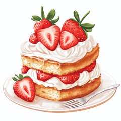 Strawberry Shortcake with Whipped Cream and Fresh Berries