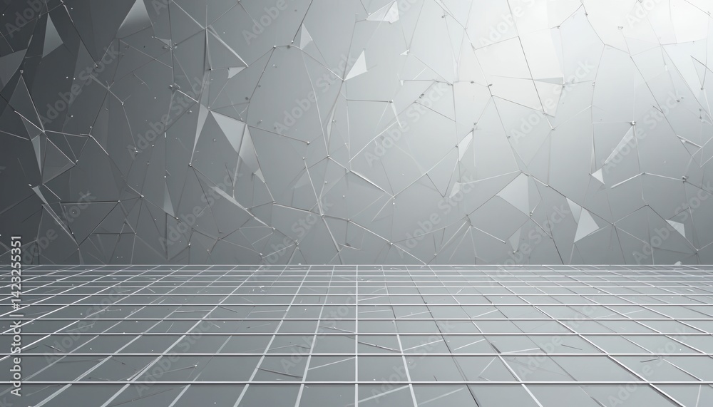 Poster exploring abstract geometry in a digital space modern studio 3d visualization minimalist environment