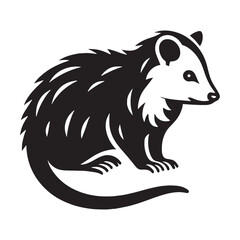 Fluid and organic opossum silhouette vector ideal for smooth digital artwork – opossum silhouette – opossum vector – opossum illustration – silhouette of opossum – opossum icon

