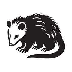 Refined opossum silhouette vector with clean, defined lines for easy use – opossum silhouette – opossum vector – opossum illustration – silhouette of opossum – opossum icon

