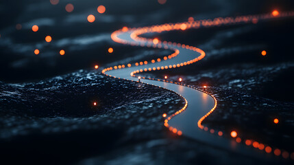 Minimalistic Career Roadmap Illustration for IT Company on Black Background