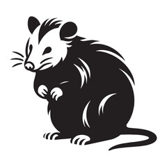 Modern opossum silhouette vector with sharp, minimal outlines for branding – opossum silhouette – opossum vector – opossum illustration – silhouette of opossum – opossum icon


