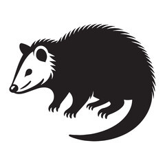 Simple opossum silhouette vector with fluid lines for clean branding – opossum silhouette – opossum vector – opossum illustration – silhouette of opossum – opossum icon

