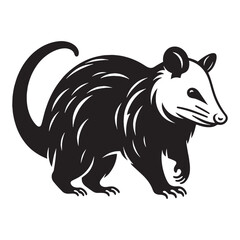 Iconic opossum silhouette vector with bold lines for modern logo applications – opossum silhouette – opossum vector – opossum illustration – silhouette of opossum – opossum icon

