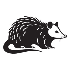 Minimalist opossum silhouette vector ideal for contemporary logos and artwork – opossum silhouette – opossum vector – opossum illustration – silhouette of opossum – opossum icon

