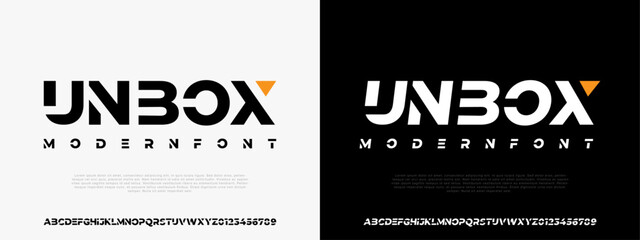 Modern Geometric Font Futuristic Display Typeface Vector EPS © fourmonths