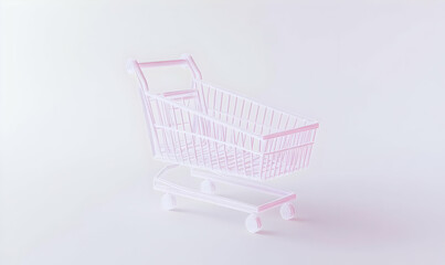 Minimalist White Shopping Cart on Soft White Background