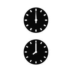 Black clock faces vector icons set