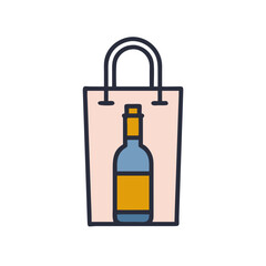 Wine Bottle in Shopping Bag Icon Design