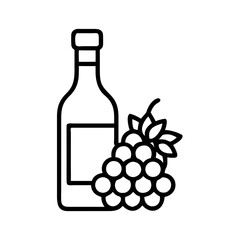 Wine Bottle with Grapes Cluster Icon Design