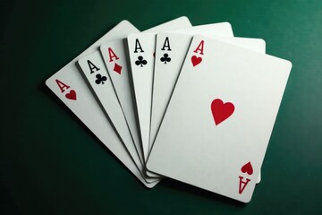 Obraz premium Four aces fanned out, showcasing their pattern , background, gambling