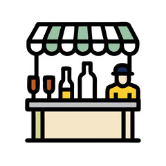 Wine Vendor at Outdoor Market Icon Design
