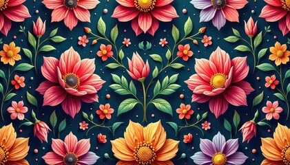 Intricate floral design, repeating seamlessly , motif, flower, graphics