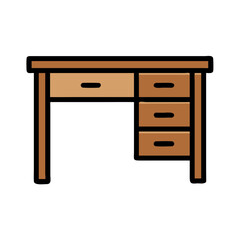 Wooden Desk with Drawer Icon Design