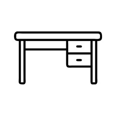 Wooden Study Desk with Drawer Icon Design