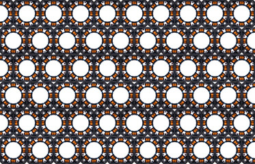 a pattern made by Stepper motor stator, disassembled, isolated on white background