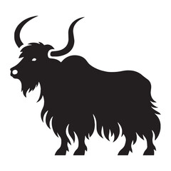 Refined yak vector silhouette for use in logos, posters, and digital media – yak silhouette – yak vector – yak illustration – silhouette of yak – yak icon

