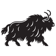 Sleek yak silhouette with smooth vector curves for professional branding use – yak silhouette – yak vector – yak illustration – silhouette of yak – yak icon

