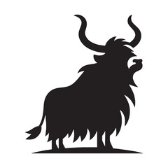 Iconic yak vector silhouette designed for use in professional logos and branding – yak silhouette – yak vector – yak illustration – silhouette of yak – yak icon

