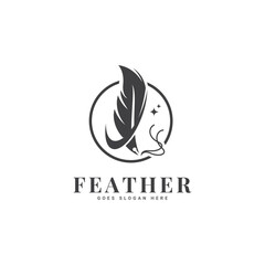 Feather pen vector logo template