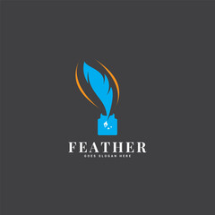 Feather pen vector logo template