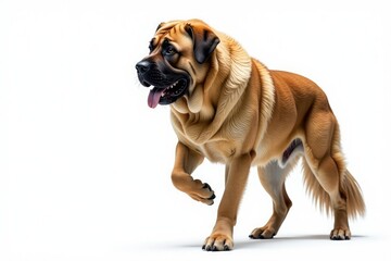 Obraz premium Majestic mastiff, powerful stance, white background, mastiff, dog breed