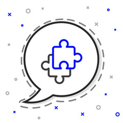 Line Puzzle pieces toy icon isolated on white background. Colorful outline concept. Vector
