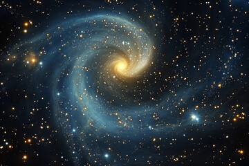 Galactic spiral showcasing vibrant colors and cosmic features in a star-filled universe